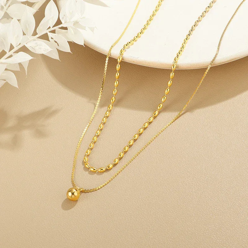 Minimalist Double-layer Golden Balls Necklace - Viexta