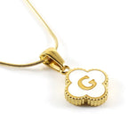 Stainless Steel Clover Shell Letter Pendant with Chain - Viexta