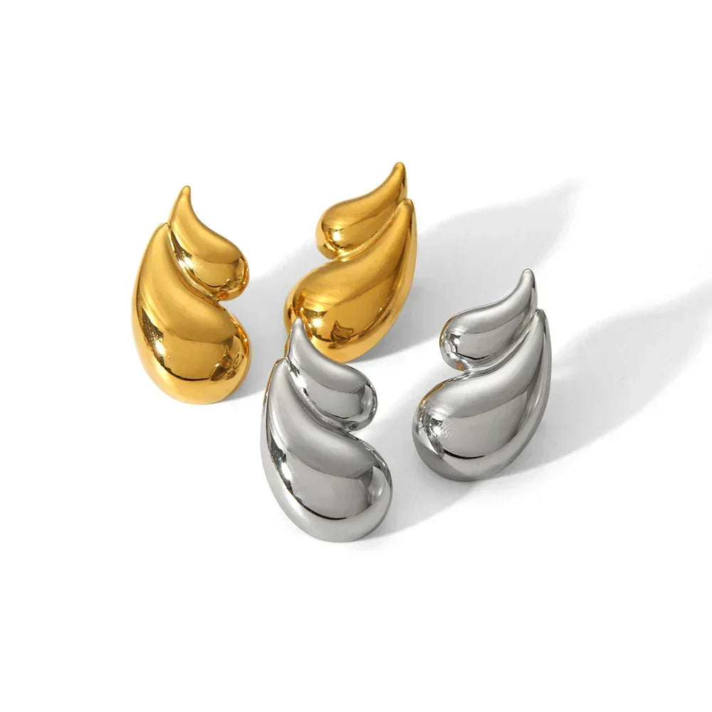18K Double-layer Water Drop Stainless Steel Earrings - Viexta