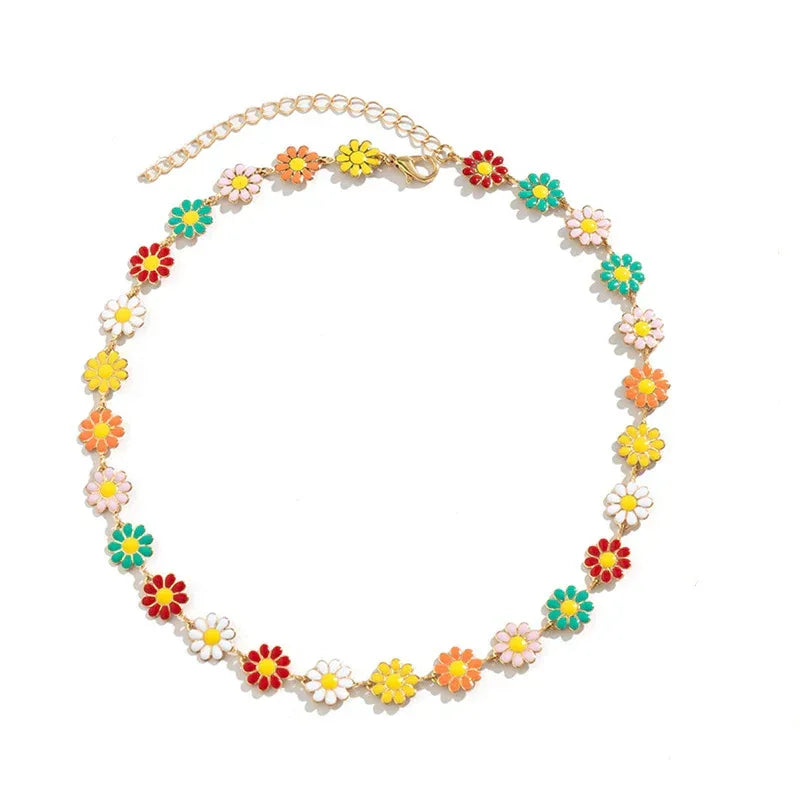 Drop Oil Daisy Clavicle Necklace - Viexta