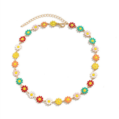 Drop Oil Daisy Clavicle Necklace