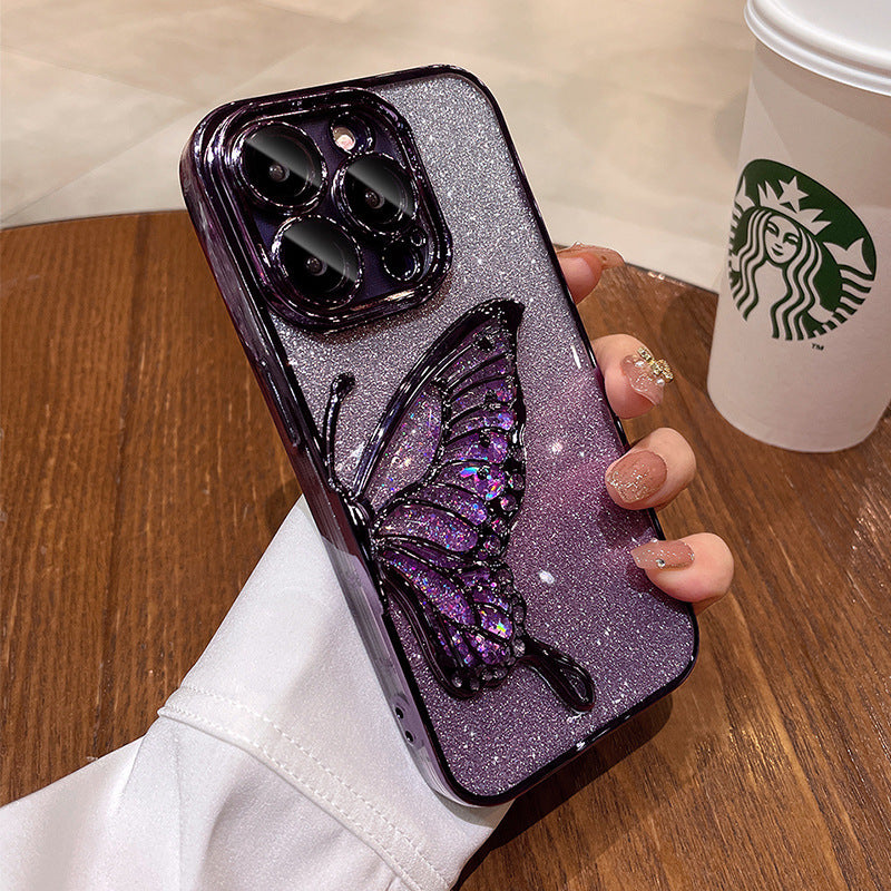 Shatter-proof Quicksand Butterfly iPhone Case