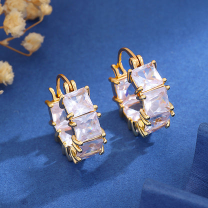 Micro-inlaid Square Zircon Earrings