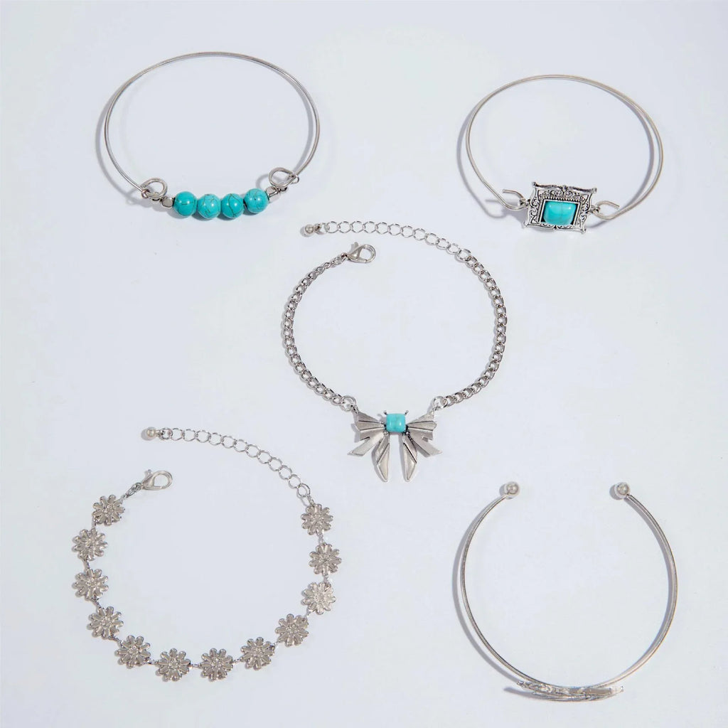 Turquoise Leaf 4Piece Bracelet Set - Viexta