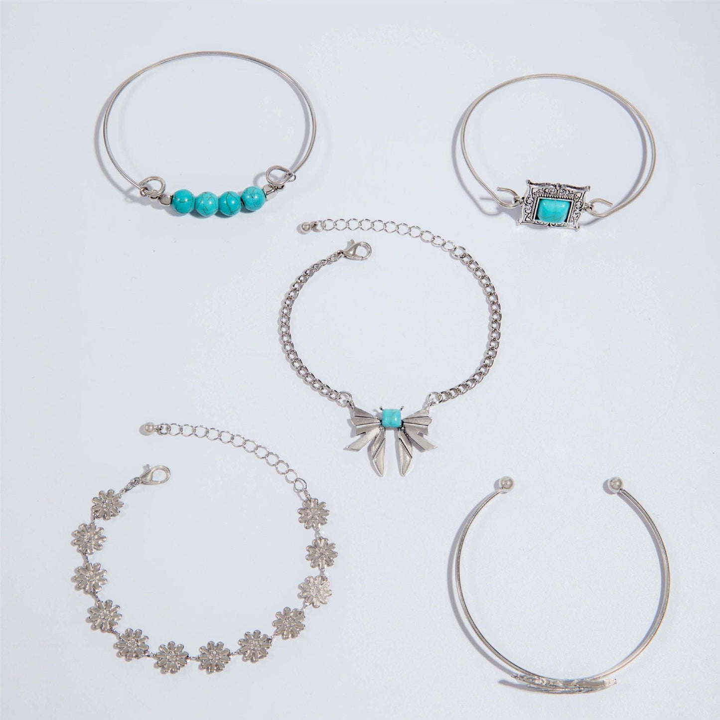 Turquoise Leaf 4Piece Bracelet Set