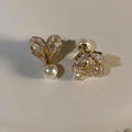 Zircon Heart Pearl Earrings - Viexta