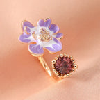 Zircon Ring Open Flower Index Finger Ring - Viexta
