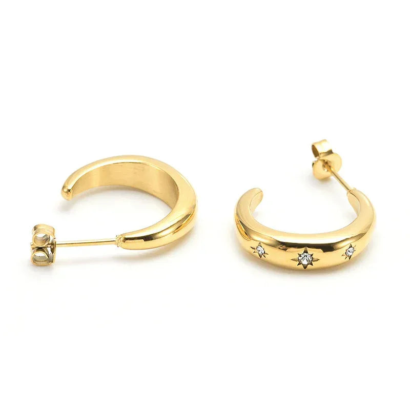 Light Luxury C- Shaped Stainless Steel Hoops - Viexta