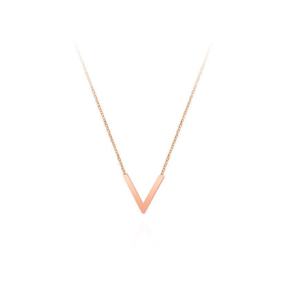 Rose Gold V-shaped Titanium Steel Necklace