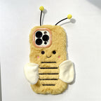 Plush Cartoon Bee Lens Bracket iPhone Case