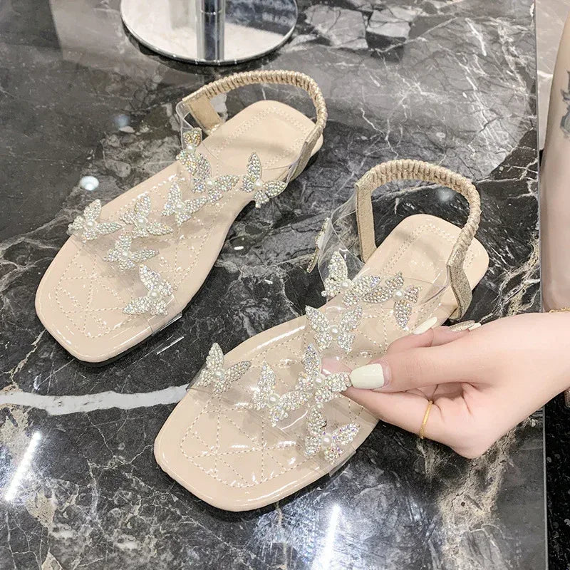 Roman Fairy Style With Skirt Soft Bottom Seaside Beach Shoes - Viexta