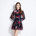Floral Print Short Dress - Viexta