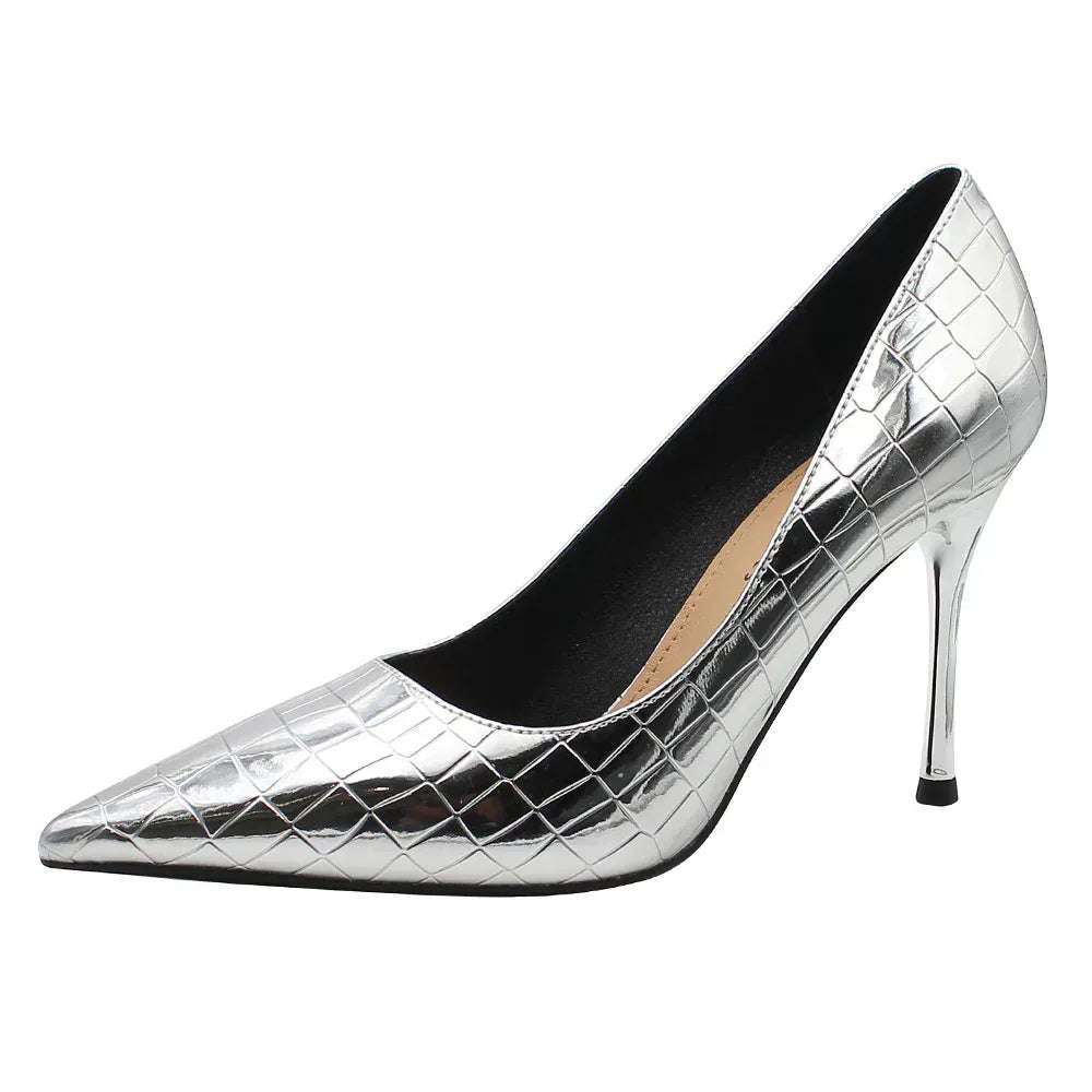 Patent Leather High Heels - Viexta