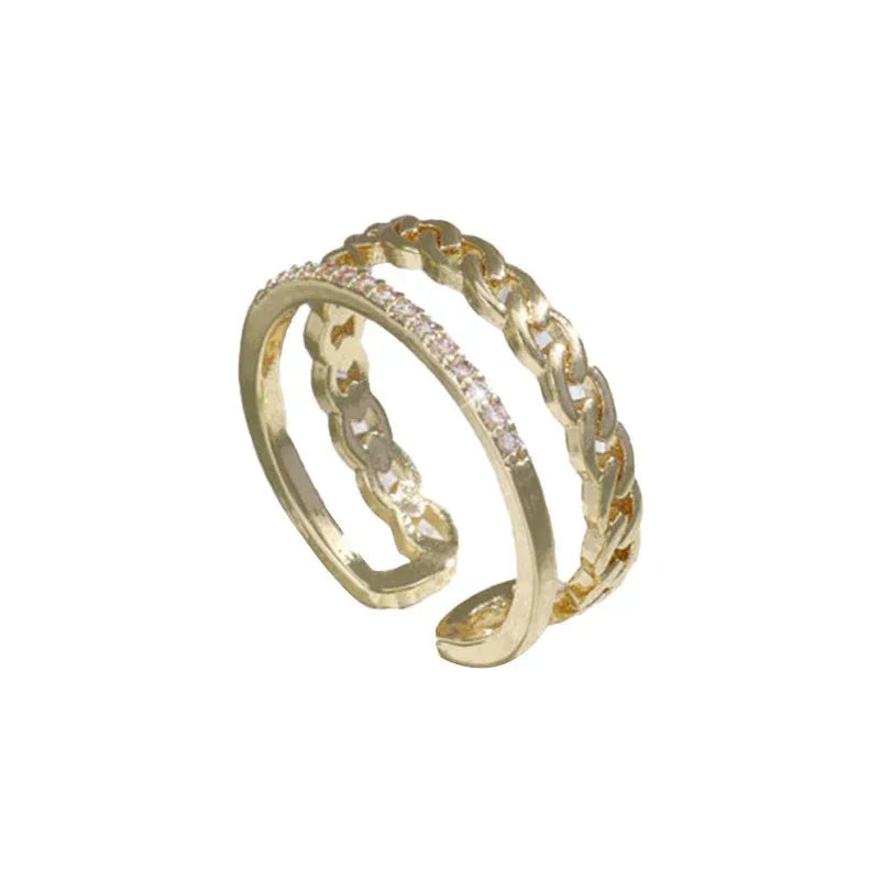 Double-layer Twist Open Ring - Viexta