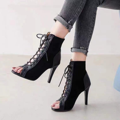 Stiletto Lace-up Peep Toe Heels