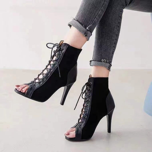 Stiletto Lace-up Peep Toe Heels