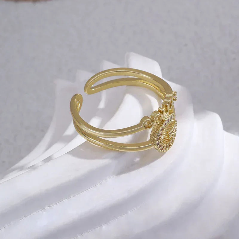G Diamond-embedded Open Ring - Viexta