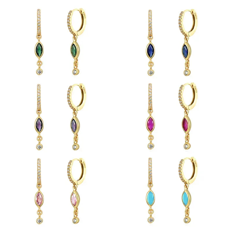 Sterling Silver Needle Zircon Earrings - Viexta