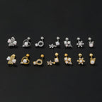 Colorful Opal Titanium Steel Stud Earrings - Viexta