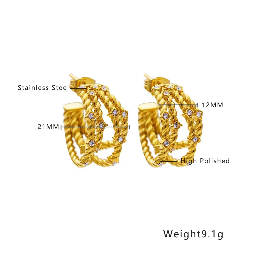 Stainless Steel 18K Gold Plating Hoops - Viexta