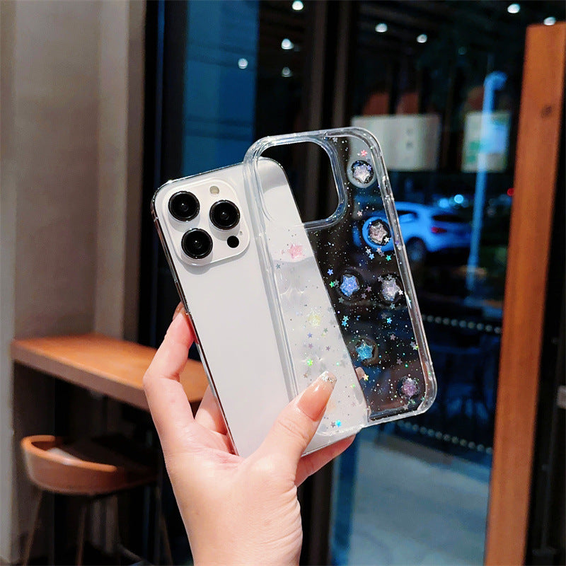 Luminous Stars Glitter Transparent iPhone Case
