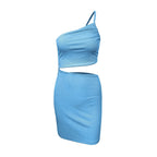 Niche Shoulder Drawstring Dress - Viexta