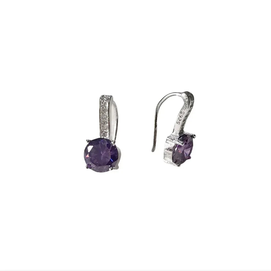 Sterling Silver Ear Hook Purple Earring - Viexta