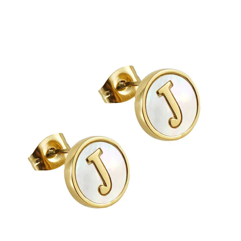Titanium Steel 26 English Alphabet Letter Studs - Viexta