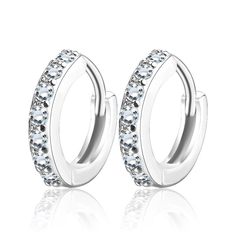 S925 Sterling Silver Needle Single Row Diamond Earrings