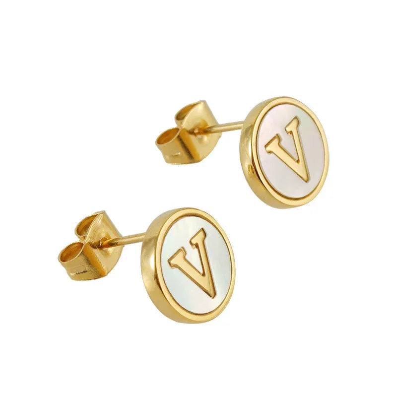 Titanium Steel 26 English Alphabet Letter Studs - Viexta