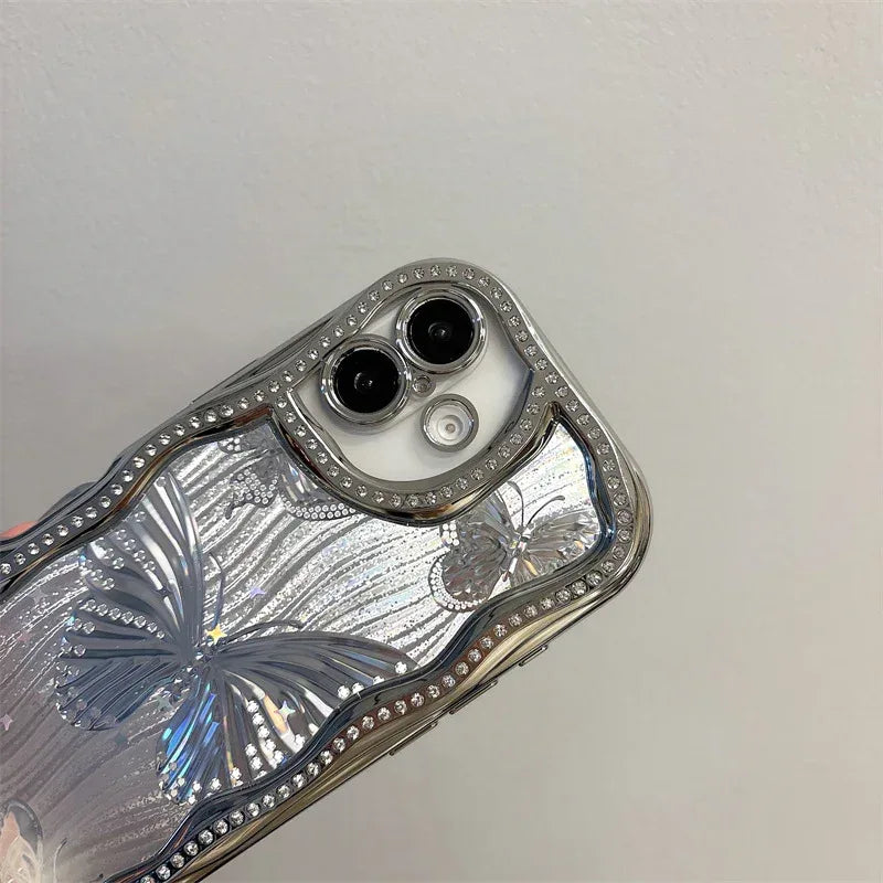 Epoxy Laser Butterfly Diamond Edge iPhone Case - Viexta