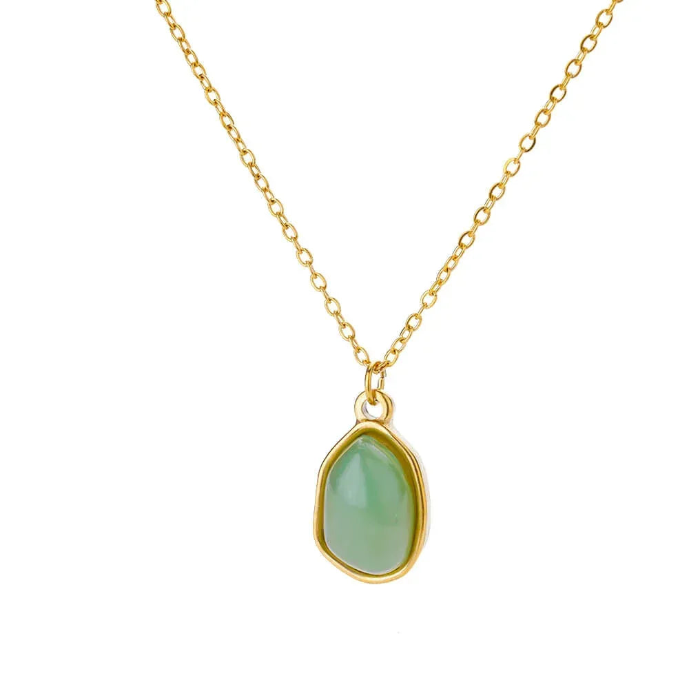 Oval Cat's Eye Pendant Titanium Steel Necklace - Viexta