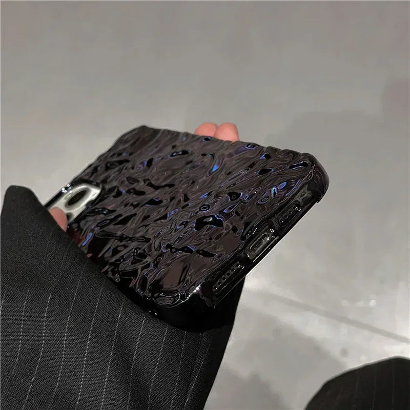 Black Pleated Tin Foil iPhone Soft Case - Viexta