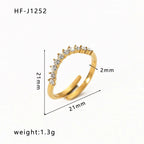Inlaid Zircon 18K Gold-plated Stainless Steel Diamond Ring - Viexta