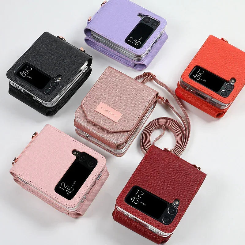 Cross-body Lanyard Flip Phone Case - Viexta