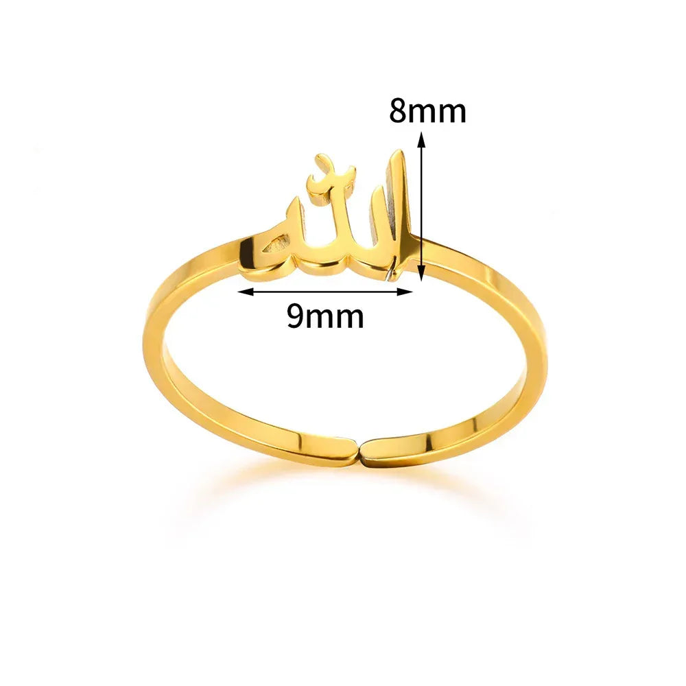 Arabic Stainless Steel Gold Plated Vintage Ring - Viexta