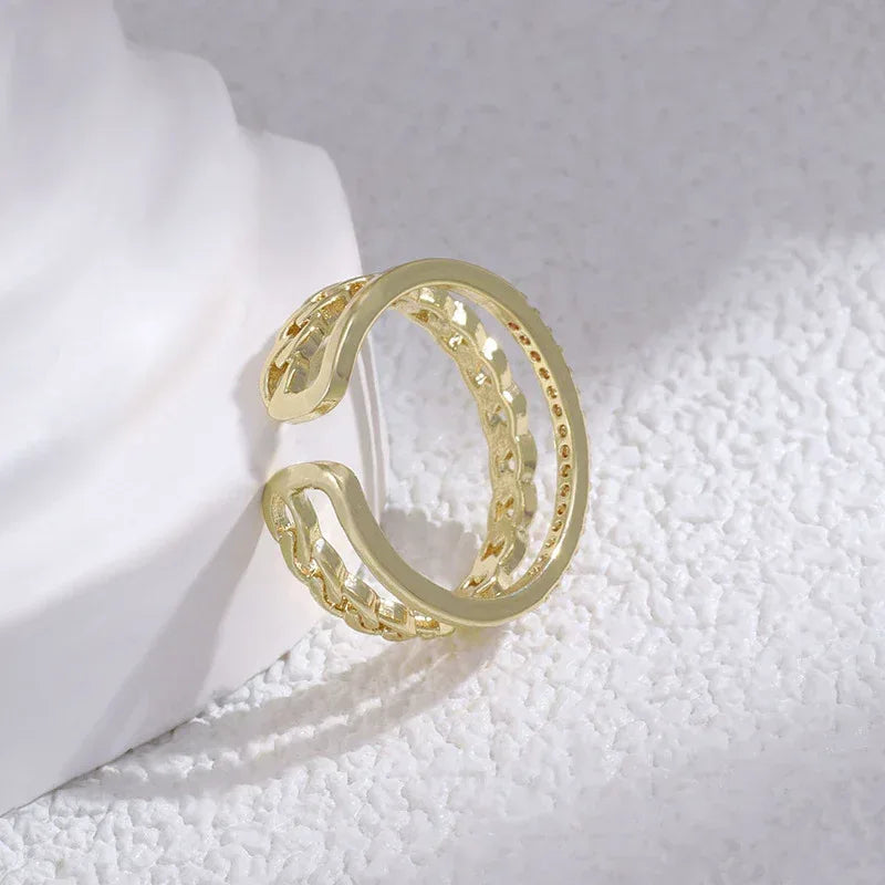 Double-layer Twist Open Ring - Viexta