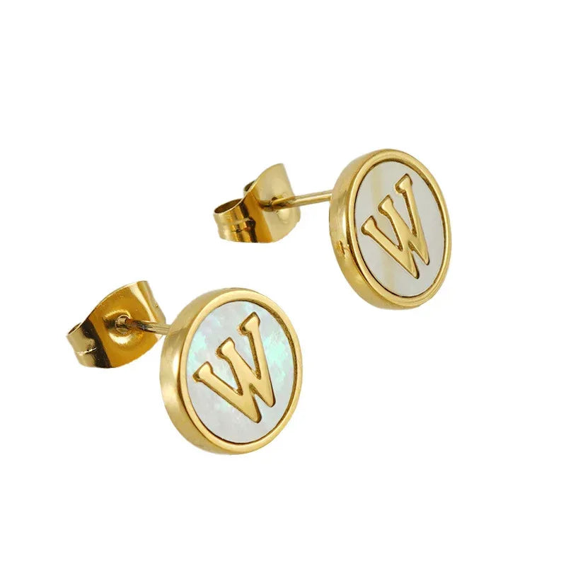 Titanium Steel 26 English Alphabet Letter Studs - Viexta