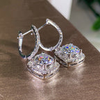 Square Round Diamond Earrings