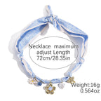 Summer Scarf Necklace Multi-pendant Pearl Silk Scarf Necklace - Viexta