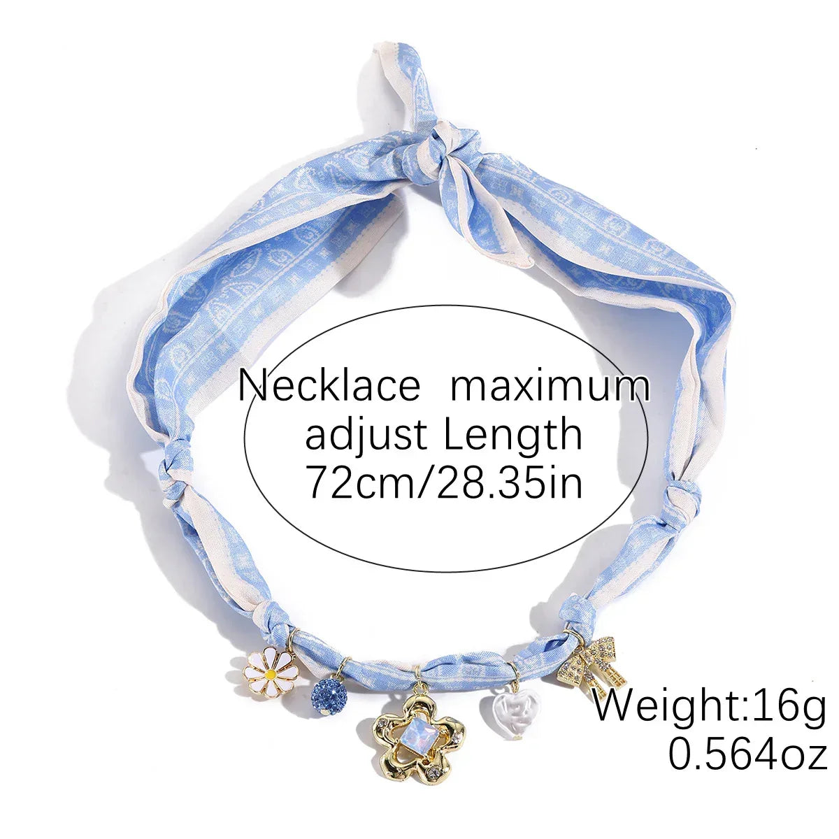 Summer Scarf Necklace Multi-pendant Pearl Silk Scarf Necklace - Viexta