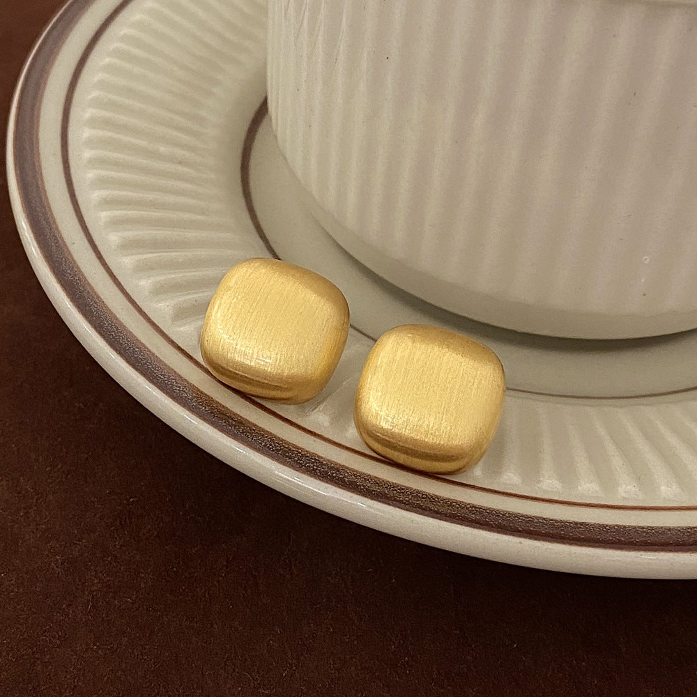 Brushed Metal Stud Earrings