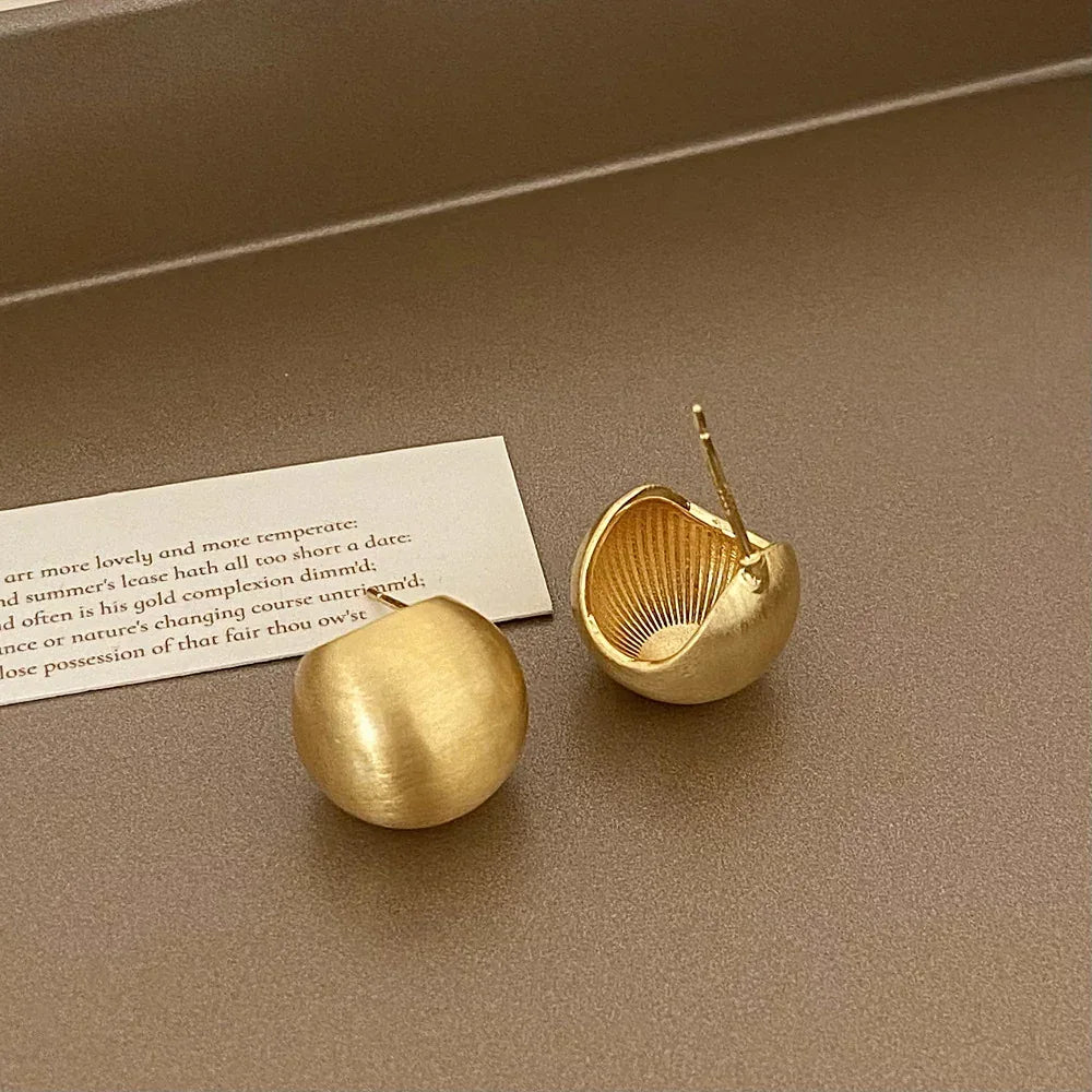Brushed Metal Stud Earrings - Viexta