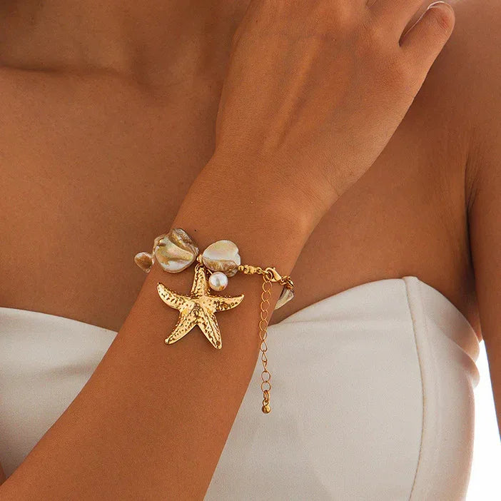 Summer Starfish Shell Patch Necklace For Women - Viexta