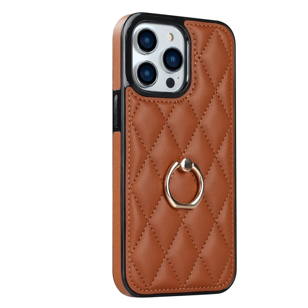 diamond-bracket-leather-iphone-case - Viexta