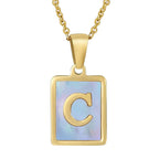 Titanium Steel 26 English Letter Blue Shell Necklace - Viexta