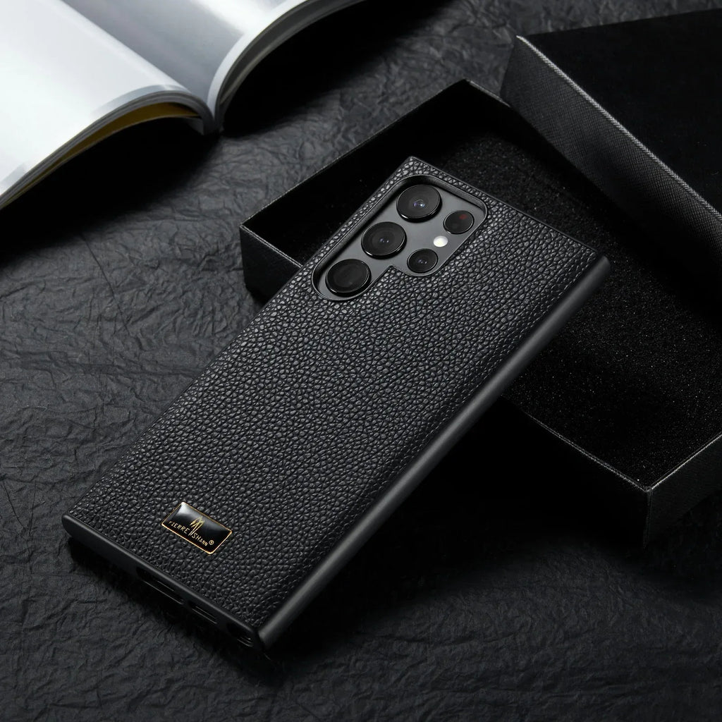 solid-color-business-leather-pattern-samsung-phone-case - Viexta
