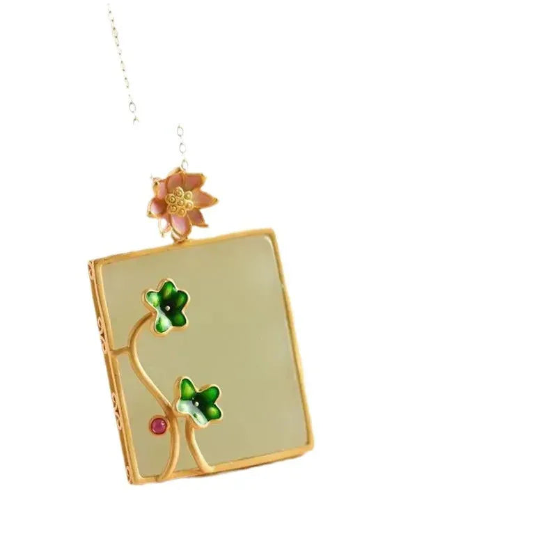 Hotian Jade Pendant Sterling Silver Classical Necklace - Viexta