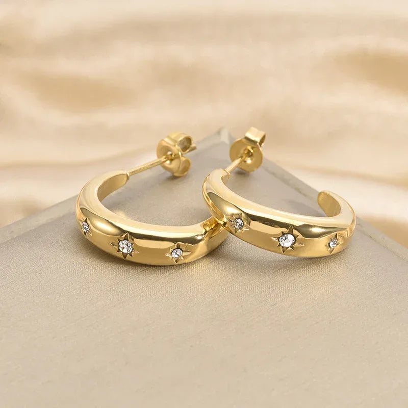 Light Luxury C- Shaped Stainless Steel Hoops - Viexta