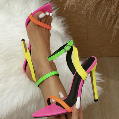 Block Pointed Peep Heels